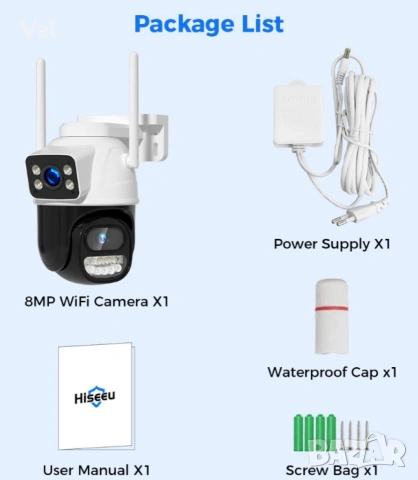 Външна 8MP WiFi Безжична Камера 4K,Автоматично проследяване,iCsee APP, снимка 7 - IP камери - 55163646