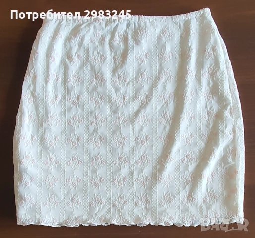 Бяла пола с розови цветчета и панделка , снимка 2 - Поли - 54685003
