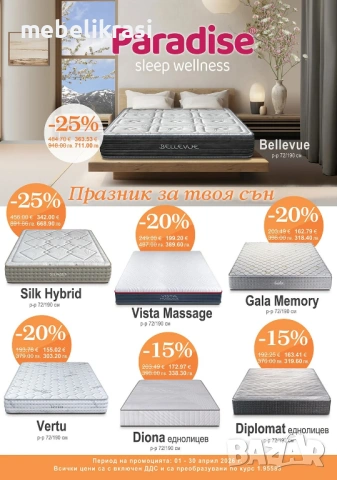 Супер намаления в цените на матраци на всички български производители!!! 
