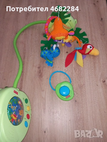 Музикална въртележка със светлини и звуци за бебешко легло / кошара Fisher Price с дистанционно