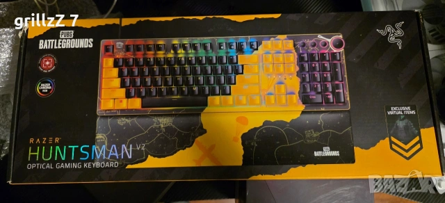 Продавам Razer Huntsman V2 PUBG Edition, снимка 4 - Клавиатури и мишки - 55126213