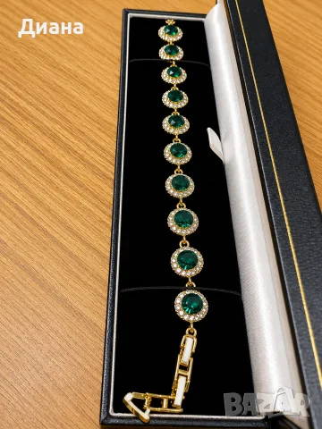 Елегантна гривна Swarovski Crystal Frost Couture Lady Kate, 925 Silver, нова, изумруденозелен цвят
, снимка 5 - Гривни - 55324260