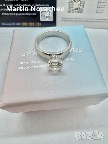 Сребърен пръстен с мойсанит (Диамант) 2 карата, снимка 9 - Пръстени - 54091874