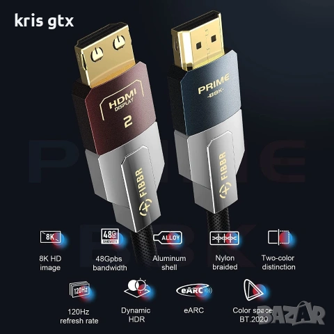 FIBBR 8K Fibre Optic HDMI 2.1 Cable 10M 48Gbps HDMI Cable, снимка 13 - Кабели и адаптери - 55073619