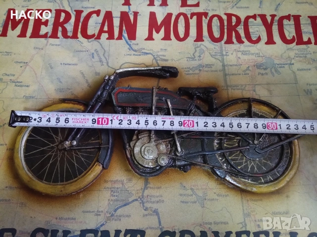 Стенно 3 ДЕ Пано с Ретро Мотоциклет Harley-Davidson "Silent Gray Fellow" от 1911г., снимка 9 - Пана - 54595367