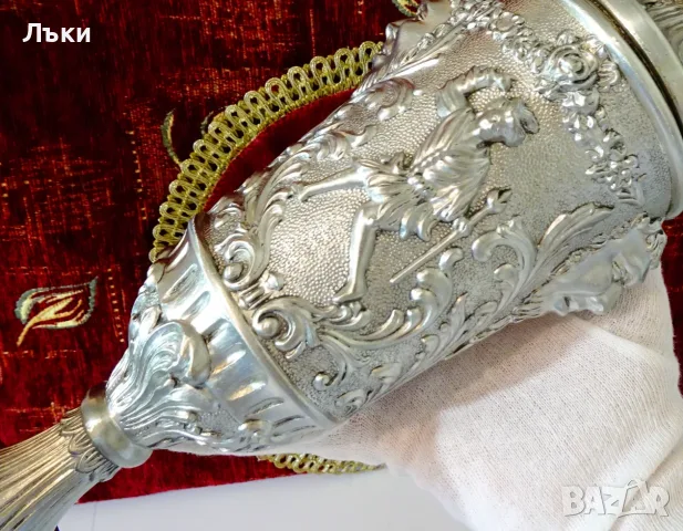 Италианска калаена ваза,кана,свещник,бокал,шедьовър. , снимка 14 - Антикварни и старинни предмети - 55342349
