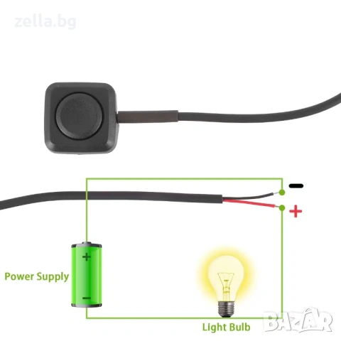 Комплект 2 броя мини бутони тип „Push“ 12V/24V без задържане, предварително окабелени 0.5A — 10460, снимка 8 - Друга електроника - 54703434