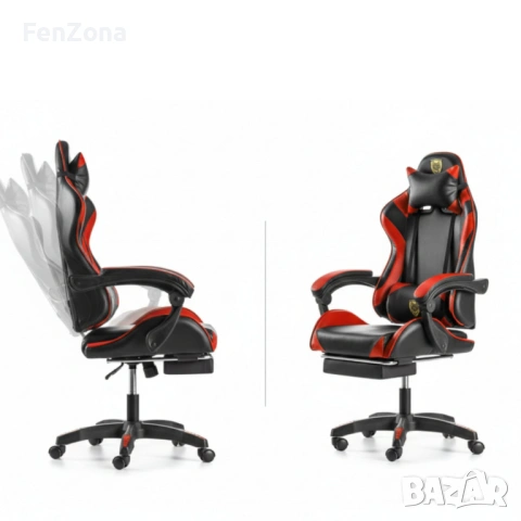 Ергономичен геймърски стол с поставка за крака – комфорт и стабилност за дълги часове без болка, снимка 4 - Столове - 54096530