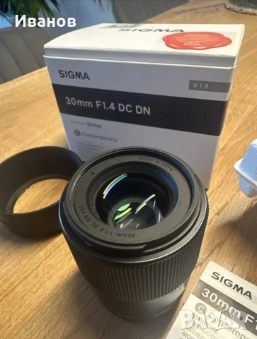 Обектив Sigma 30mm F1.4 DC DN Contemporary Sony E-Mount - Перфектно състояние, снимка 3 - Обективи и филтри - 54848163