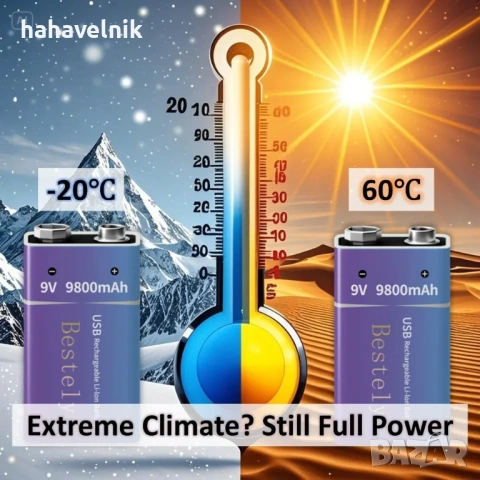 9V Презареждаща литиево-йонна батерия , снимка 4 - Друга електроника - 53955006