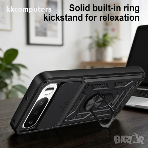 Калъф за Realme 16 5G с Капаче за Камера и Стойка - PC+TPU, Военна защита, 7 цвята, снимка 10 - Калъфи, кейсове - 54386714