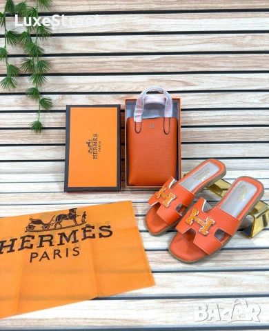 Hermes 🤍Дамски Чехли , снимка 3 - Чехли - 54632573