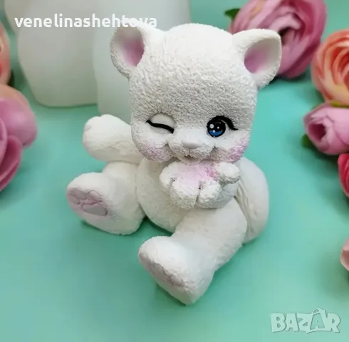3D коте въздушна целувка силиконов молд форма свещи гипс сапун смола фондан декорация торта 