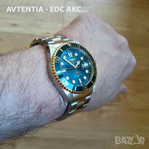 Часовник Invicta Prodiver 100м, механизъм Seiko/Hattori/TMI, корона на винт, 43мм, синьо-зелен, снимка 12 - Мъжки - 54582280