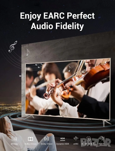 Vention HDMI 2.1 кабел 1 метър 8K@60Hz / 4K@120Hz Dolby Vision HDR, снимка 5 - Друга електроника - 54421363