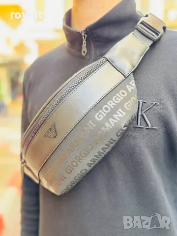 Нова Мъжка Черна Кожена Чанта Hugo Boss Emporio Armani Хюго Бос Армани , снимка 2 - Чанти - 55307241