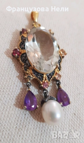 Античен медальон от 9к злато и сребърни орнаменти