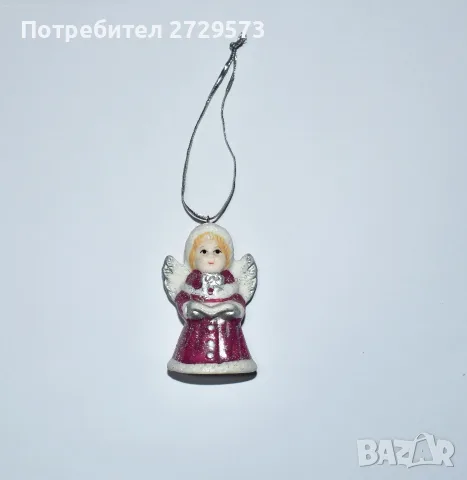 Стара порцеланова играчка за елха, Коледна фигурка - Ангел, Ангелче, снимка 3 - Колекции - 55622840