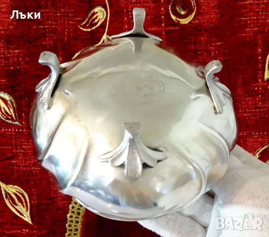 Калаена захарница 500 мл.,Art Nouveau,печат,калаена сватба. , снимка 6 - Антикварни и старинни предмети - 55446430