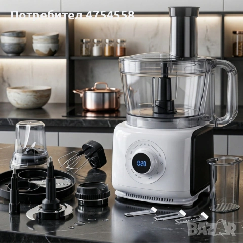Кухненски робот 12 в 1 с LCD дисплей, 1000W – Смесва, реже, мели и прави смути за секунди, снимка 2 - Друга електроника - 54158699