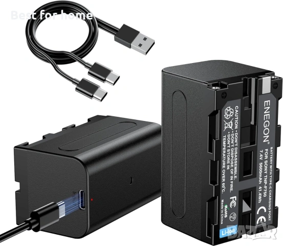 Батерия ENEGON NP-F750 с порт за зареждане тип C 5600mAh за Sony NP-F550 F570 F750 F770 F960 F970