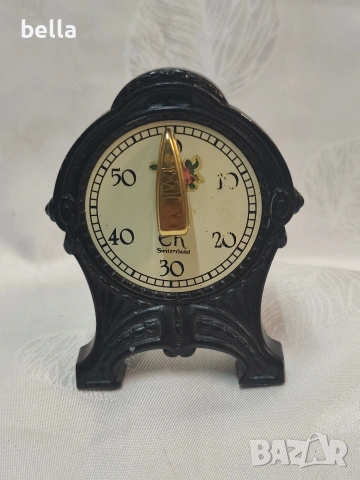 Антикварен чугунен Швейцарски Кухненски Таймер Арт Деко – Марка "EH Switzerland", снимка 2 - Антикварни и старинни предмети - 54112937