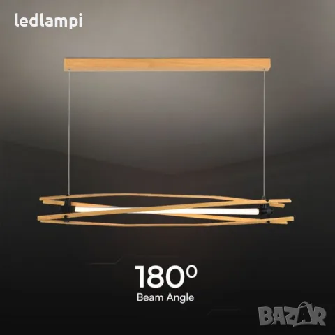 LED Полилей 15W Дизайн Дърво + Черно Тяло Топло Бяла Светлина, снимка 3 - Полилеи - 40765716