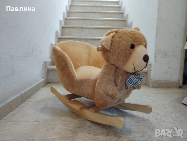 Люлка с форма на плюшено Мече/ Плат и дърво, снимка 2 - Детски люлки - 55223600
