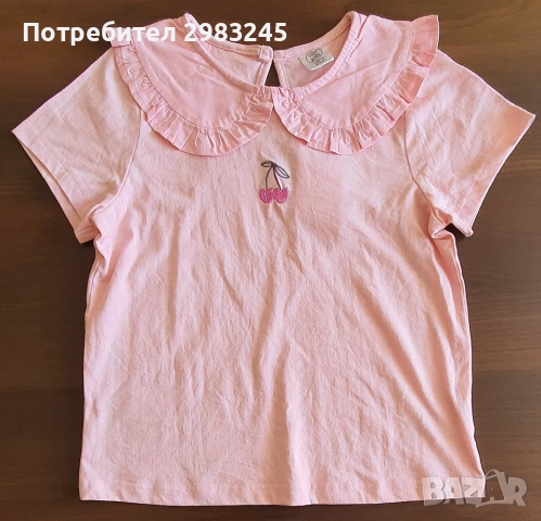 Детска розова блуза с къси ръкави