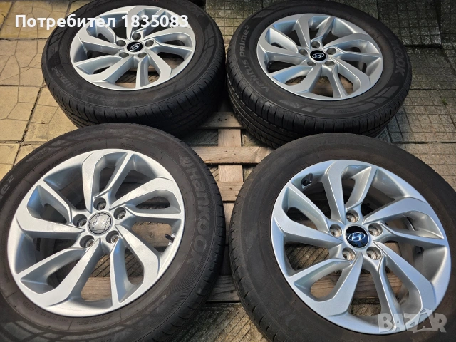 Лети джанти 17ки 5х112 Hyundai + летни гуми 225/60/17 Hankook, снимка 2 - Гуми и джанти - 55082044
