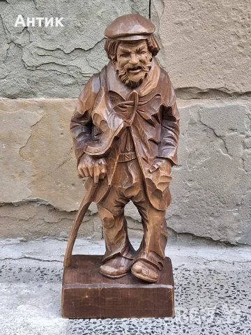 Красива Стара Дървена Фигура , снимка 4 - Декорация за дома - 55337248
