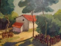 Авторска картина "Селски пейзаж" масло платно 1980 г, снимка 3