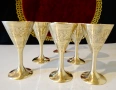 Бронзови чаши на столче,гравирани,позлата. , снимка 5