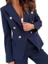 Дамски Елегантен Тъмно Син Костюм с Копчета, снимка 2