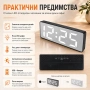 LED дигитален настолен часовник огледало с термометър големи цифри температура постоянно светещ, снимка 4