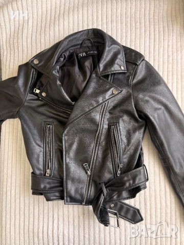 Кожено яке Zara, снимка 3 - Якета - 54489576