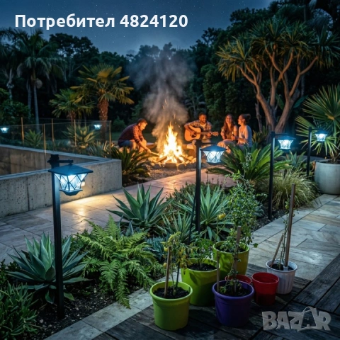 Соларна LED градинска лампа 1.5м фенер IP44 с автоматично включване, снимка 4 - Соларни лампи - 54498178