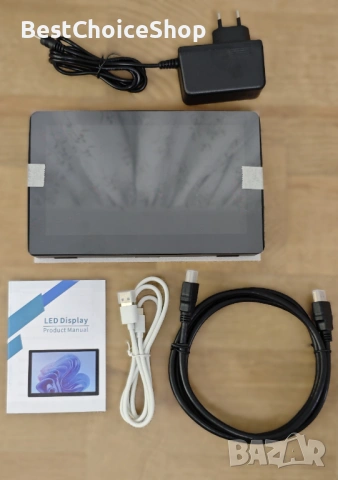 8-инчов мини монитор с тъчскрийн HD 800x480 с HDMI портове, вградени високоговорители и стойка., снимка 2 - Монитори - 54211582