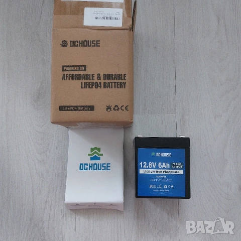 ЧИСТО НОВА Литиева Батерия LiFePO4 12.8V 6Ah DCHOUSE | Вградена BMS Защита | За Сонар, UPS, Лодка