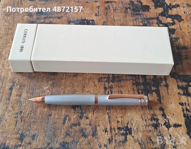 химикалка Cerruti 1881 Черути Austin Diamond сребро хром розово злато, снимка 2 - Други - 55577871
