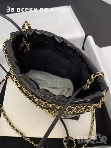 CHNL / Mini / Black / Mini Chanel Дамска Мини Черна Чанта Естествена Кожа Шанел 20x19x6см Код ch56, снимка 2 - Чанти - 55421121