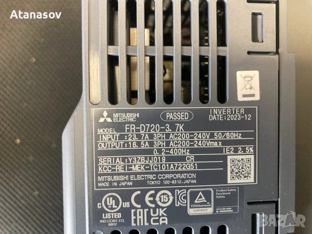 Честотен регулатор(инвертор) Mitsubishi 3,7кw/220V, снимка 2 - Други машини и части - 54471464
