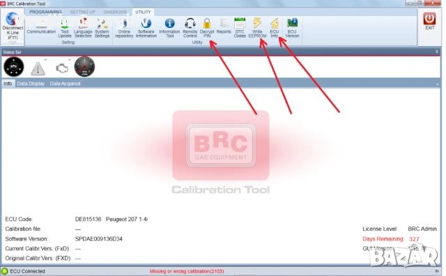 ADMIN Лиценз за BRC Calibration tool (Софтуер за настройка на газови BRC), снимка 2 - Аксесоари и консумативи - 54889357
