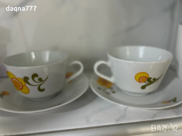 Сет от 2 чаши с чинийки от 70-те години ГДР, снимка 9 - Чаши - 54261641