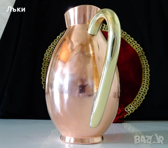 Медна кана,свръх масивна,чиста червена мед 850 гр.,1 л. , снимка 6 - Антикварни и старинни предмети - 54989546