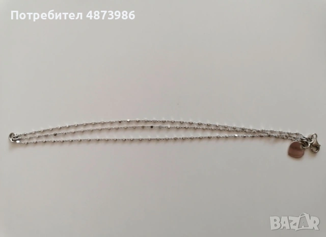 Продавам сребърна гривна с сърце, снимка 2 - Гривни - 55185755