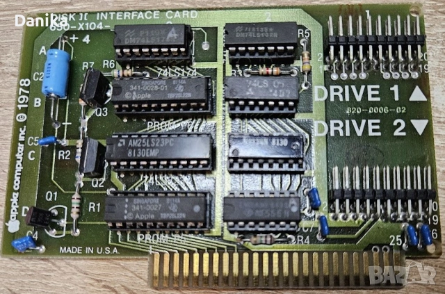 Флопи контролер от Apple II оригинала на българските компютри Правец 8 DISK II interface card