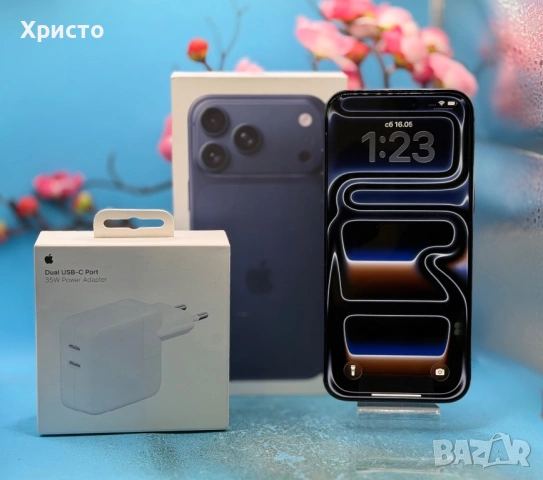 ГАРАНЦИОНЕН!!! Apple iPhone 17 Pro Max, 256GB, 5G, Deep Blue + подарък оригинален адаптер Apple
