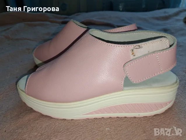 Млечно розови сандали естествена кожа, снимка 2 - Сандали - 55680587