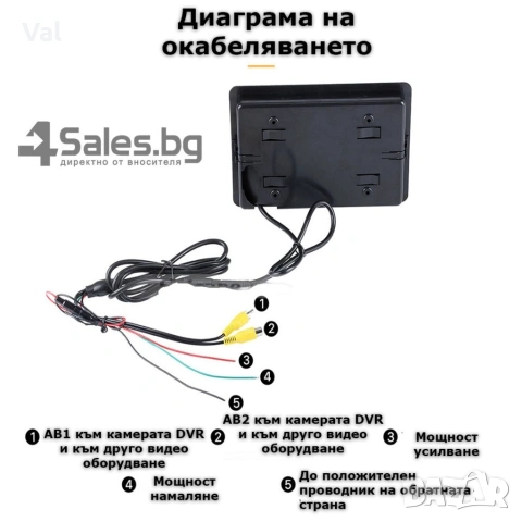 Монитор за кола със 7 инча LCD дисплей, HD 800 x 480 p и 2 AV изхода PK LCD2, снимка 13 - Аксесоари и консумативи - 53968546